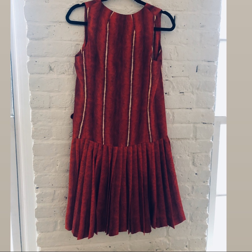 Red Jill Stewart silk pleated wrap dress